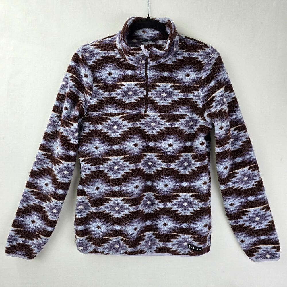 Woods Aztec Brown Thermal 1/4 Zip Sweater Size S